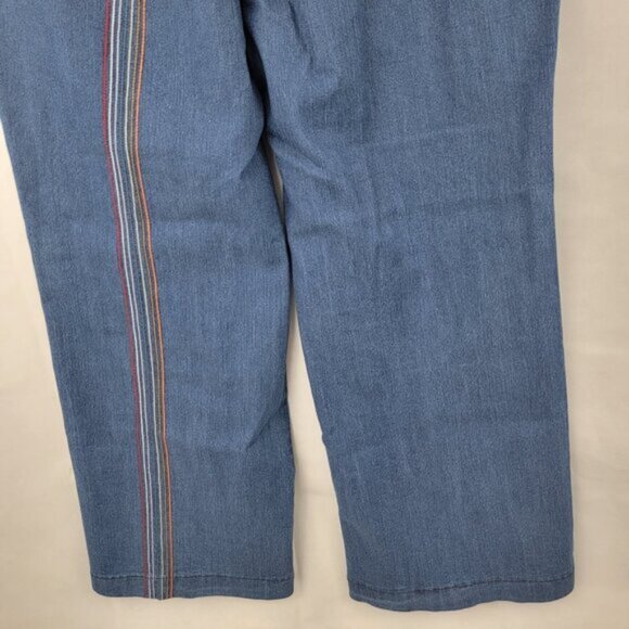 MODCLOTH Womens Jeans Sz 18W Rainbow With Me Wide Leg BLUE Boho Festival Retro - Picture 7 of 15